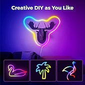 Недорогие Неоновые LED огни-Светодиодная неоновая полоса 1-5 м, адресуемая RGB-радужная светодиодная пиксельная световая панель, 12 В постоянного тока, включая блок питания и контроллер RF 17key, применимая для самостоятельного изготовления светодиодных неоновых вывесок, настенного