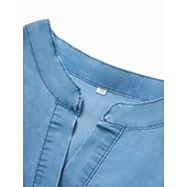 billiga Denimklänningar-Dam Denimklänningar Vardagsklänning Denimskjorta klänning Midiklänning Denim Ledigt Utomhus Dagligen Semester Tröjkrage Knapp Halvlång ärm Sommar Vår 2023 Lös passning Ljusblå Ren färg S M L XL XXL