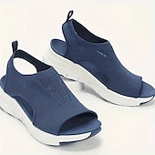 economico Sandali Comodi-sandali sportivi open-toe da donna blu navy - tomaia in maglia traspirante e suola leggera per attività estive casual