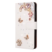 お買い得  iPhone用ケース-iPhone 16e用の電話ケース iPhone 15 Pro Max Plus iPhone 14 13 12 11 Pro Max Mini X XR XS Max 8 7 Plus 財布ケース フリップカバー スタンドホルダー フルボディ保護 ブリンブリン グリッター シ shiny TPU ラインストーン