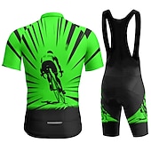 cheap Men&#039;s Clothing Sets-Men&#039;s Cycling Jersey with Bib Shorts Short Sleeve Mountain Bike MTB Road Bike Cycling Yellow Red Blue Graphic Bike Clothing Suit 3D Pad Breathable Quick Dry Back Pocket Polyester Spandex Sports