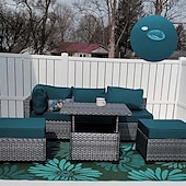 abordables Funda para Cojines de Patio-2 fundas de cojín para patio, 100 % impermeables, para sofá de exterior, de mimbre, funda de asiento de sofá impermeable, funda de silla de mimbre Oxford, protector de muebles