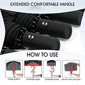 Pearl Ombrello Pieghevole Doppio Per 2 Persone, Diametro 114 Cm, Nero, Con Telo Protettivo E Tracolla