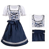 olcso Dirndl-Mindszentek napja Oktoberfest Ruhák Szerepjáték Jelmezek Szobalány öltözékek Szerepjáték bajor Német Meadows Női Hagyományos stílusú ruha Blúz Ruha Kötény