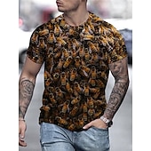 cheap Animal Print T shirts-Men&#039;s Unisex Bee Graphic Prints Shirt T shirt Tee Short Sleeve T shirt 3D Print Crew Neck Shirt Designer Casual Big and Tall Daily Holiday A B C Summer Clothing Apparel S M L XL XXL 3XL 4XL