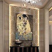olcso Jacquard szőtt kárpitok-jacquard szőtt gobelin gobelin aubusson fali függöny klimt a szerető szövőszék pamut szövés nappali hálószoba dekoráció (bot és bojt nélkül)
