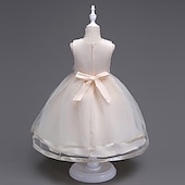 preiswerte Partykleider-kinderkleidung Mädchen Kleid Party Kleid Feste Farbe Ärmellos Formal Hochzeit Besondere Anlässe Gitter Modisch bezaubernd Prinzessin Baumwolle Maxi abendkleider Schaukelkleid A Linie Kleid Sommer