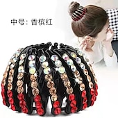 abordables Accessoires de coiffure-1 pc strass nid forme pince à cheveux élégant bun maker queue de cheval titulaire cheveux griffe coiffure accessoire