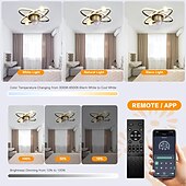 cheap Ceiling Fan Lights-Ceiling Fan with Light Dimmable Circle Design Crystal 57cm 6 Wind Speeds Modern Ceiling Fan for Bedroom, Living Room App &amp; Remote Control 110-240V