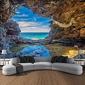 billiga Ocean Beach Gobeläng-landskap hav grotta hängande gobeläng väggkonst stor gobeläng väggmålning dekor fotografi bakgrund filt gardin hem sovrum vardagsrum dekoration
