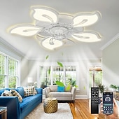 preiswerte Deckenventilator-Leuchten-LED-Deckenventilatoren dimmbar mit Fernbedienung Contral Blumendesign 20 &quot;/ 39&quot; 5/9-Köpfe Unterputz-Deckenleuchte Acryl-Lampenschirm-Kronleuchter Schlafzimmer Wohnzimmer