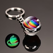 abordables Pendentifs et ornements pour voiture-lune porte-clés système solaire planète porte-clés galaxie nébuleuse espace porte-clés terre soleil mars jupiter saturne image double face boule de verre porte-clés