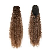 cheap Ponytails-Long Corn Wave Ponytail Hair Extensions Drawstring Medium Brown Curly Pony tail Hair Pieces for Women Natural Clip in Ponytail HairPieces Synthetic (30inch)