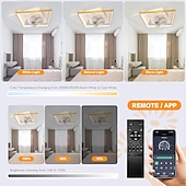 voordelige Plafondventilatorverlichting-plafondventilator met licht app&amp;amp; afstandsbediening 50cm 3-lichts dimbaar 6 windsnelheden moderne plafondventilator voor slaapkamer, woonkamer, kleine kamer 110-240v