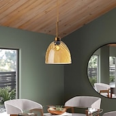 abordables Suspension-Lampes suspendues à LED îlot de cuisine en verre 10 &quot;éclairage en verre soufflé à la main luminaires d&#039;entrée de foyer de ferme moderne globe suspendu au plafond sur la table ambre/gris fumé 110-240v