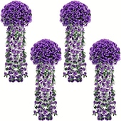 abordables Plantas y Flores Artificiales-1 paquete, cesta colgante de flores artificiales de 34 pulgadas, planta colgante falsa, flores de orquídeas de seda, arreglo de flores artificiales, decoración de jardín, decoración del hogar,