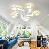 preiswerte Deckenventilator-Leuchten-LED-Deckenventilatoren dimmbar mit Fernbedienung Contral Blumendesign 20 &quot;/ 39&quot; 5/9-Köpfe Unterputz-Deckenleuchte Acryl-Lampenschirm-Kronleuchter Schlafzimmer Wohnzimmer