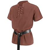 ieftine Topuri-Retro / vintage Punk și gotic Medieval Bluză / Cămașă Costum Cosplay Tunică Cavaler Viching Outlander Culoare solidă Bărbați Pirat Fantezie Carnaval Casul / Zilnic Târgul Renașterii Adulți Cămașă