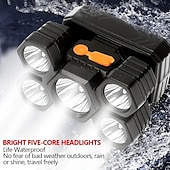 Недорогие Фары головного света-USB перезаряжаемый 5 светодиодный налобный фонарь 4 режима работы головной водонепроницаемый фонарь для кемпинга, рыбалки, бега, езды