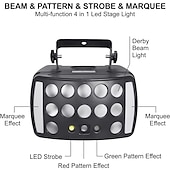 economico Luci da palcoscenico-luci per feste da interno dj palco discoteca luce 4 in 1 con rgbw derby beam rosso verde motivo luce led stroboscopica e marquee dinamico telecomando e controllo dmx ottimo per discoteca club festa dj palco illuminazione