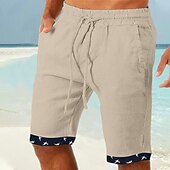 baratos Feriado-Homens Calção Shorts de verão Shorts de praia Patchwork Com Cordão Cintura elástica Tecido Conforto Respirável Curto Casual Diário Feriado Moda Estilo Clássico Branco Azul