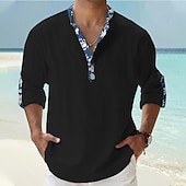 billiga Blommönster-Herr Blommig Tropiska blommor Skjorta Hawaii skjorta Aloha skjorta Långärmad Skjorta Hög krage Mode Streetwear Designer Utomhus Gata Ledigt Svart Vit Rodnande Rosa S M L