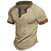 voordelige Casual Henley-T-shirt-Voor heren T-shirt Effen Slank geplooid Opstaande boord Straat Vakantie Korte Mouw Veters Kleding Modieus Ontwerper Basic