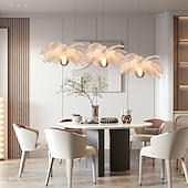 cheap Island Lights-LED Pendant Light Chandelier 35cm 1-Light White Ostrich Feather Bouquet Pendant Light Romantic Mounted Lighting Fixture for Restaurant Bedroom