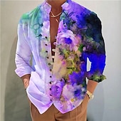 preiswerte Pflanzen Muster-Herren Blumen Hemd Knopfhemd Langarm Modisch Designer Brautkleider schlicht Urlaub Täglich Ausgehen Herbst Frühling Sommer Ständer Bedruckt Weiss + rot Schwarz Weiß Gelb Rosa