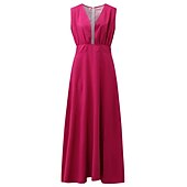 cheap Vacation Dresses-Women&#039;s Casual Dress Swing Dress Long Dress Maxi Dress Blue Light Green Fuchsia Sleeveless Floral Print Spring Summer V Neck 2023 S M L XL XXL