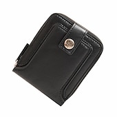 お買い得  カードホルダーとケース-クレジットカードホルダー財布 メンズPUレザーソリッドカラー ビジネス財布 カードホルダー ジッパー＆ボタン付き バレンタインデーギフト