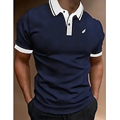 preiswerte Klassisches Poloshirt für Herren-Herren Polos mit Knöpfen Poloshirt Casual Festtage Kargen Kurzarm Modisch Basic Glatt Klassisch Sommer Regular Fit Feuer rot Schwarz Weiß Gelb Rosa Dunkelmarine Polos mit Knöpfen