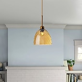 abordables Suspension-Lampes suspendues à LED îlot de cuisine en verre 10 &quot;éclairage en verre soufflé à la main luminaires d&#039;entrée de foyer de ferme moderne globe suspendu au plafond sur la table ambre/gris fumé 110-240v