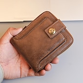 お買い得  カードホルダーとケース-クレジットカードホルダー財布 メンズPUレザーソリッドカラー ビジネス財布 カードホルダー ジッパー＆ボタン付き バレンタインデーギフト