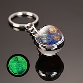 abordables Pendentifs et ornements pour voiture-lune porte-clés système solaire planète porte-clés galaxie nébuleuse espace porte-clés terre soleil mars jupiter saturne image double face boule de verre porte-clés