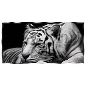 billiga set med strandhanddukar-1st stora tjocka badduschhanddukar 3d vit tigerdesign bomull strandhandduk för kvinnor män reser sim yogafilt