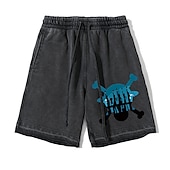 baratos Gráfico de personagem de desenho animado e filme-One Piece Monkey D. Luffy Roronoa Zoro Calção Shorts de praia Fundos de lavagem ácida Anime Arte Gráfica Estilo de rua Para Casal Homens Mulheres Adulto Hot Stamping Casual / Diário