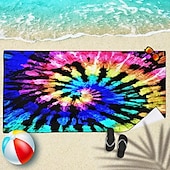 abordables ensembles de serviettes de plage-Serviette de plage tie dye, serviettes de plage de couleur hippie sans sable surdimensionnées, grande serviette de bain douce sup, serviette de bain absorbant l&#039;eau pour hommes, femmes, voyage,