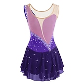 voordelige Schaatsjurken-Kunstschaatsjurk Dames Voor meisjes Schaatsen Jurken Wit / Wit Geel en geel Donker paars Asymetrische zoom Netstof Spandex Hoge Elasticiteit Wedstrijd Kunstschaatskleding Kristal / Bergkristal