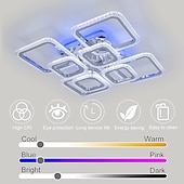 お買い得  シーリングライト調光可能タイプ-調光可能なクロムアクリルシーリングライト LED 5 ヘッドおよび 8 ヘッドシーリングライト、背景ライトとアプリ接続/リモコン付き、寝室、リビングルーム、オフィス、子供部屋に最適