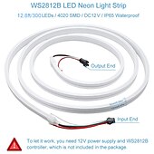Недорогие Неоновые LED огни-Светодиодная неоновая полоса 1-5 м, адресуемая RGB-радужная светодиодная пиксельная световая панель, 12 В постоянного тока, включая блок питания и контроллер RF 17key, применимая для самостоятельного изготовления светодиодных неоновых вывесок, настенного