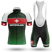 preiswerte Herrenbekleidungs-Sets-21Grams Herren Radtrikot mit Radhose kurz Trägern fahrradbekleidung set Kurzarm MTB Mountain Rennrad Dunkelmarine Schweiz Fahhrad Sportkleidung 3D-Pad Atmungsaktiv Rasche Trocknung / Elasthan /
