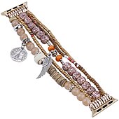 baratos Pulseiras de Apple Watch-Corda trançada artesanal Compatível com Pulseira Apple Watch 38mm 40mm 41mm 42mm 44mm 45mm 49mm Feminino Com Miçangas Boho Contas pulseira de substituição para iwatch Ultra 2 Series 9 8 7 SE 6 5 4 3