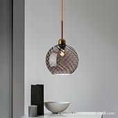 abordables Suspension-Lampes suspendues à LED îlot de cuisine en verre 10 &quot;éclairage en verre soufflé à la main luminaires d&#039;entrée de foyer de ferme moderne globe suspendu au plafond sur la table ambre/gris fumé 110-240v