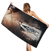 cheap Beach Towel Sets-1PC Beach Swimming Towels Tiger Lion Wolf Cartoon Animal Pattern Printing Folded Quick-Dry Soft Towels Home Decor Travel