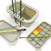 baratos materiais de pintura, desenho e arte-1 conjunto multifuncional 3 em 1 balde de caneta de lavagem com suporte de caneta e tampa de paleta de pintura pincel de bacia ferramenta de lavagem de banheira para pintura de arte guache aquarela