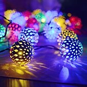 abordables Guirlandes solaires-Guirlande lumineuse solaire marocaine élégante pour réception de mariage, guirlande lumineuse à LED en forme de globe, éclairage d&#039;extérieur étanche, 8 modes d&#039;éclairage, boule lumineuse étanche