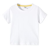 halpa T-paidat ja muut paidat-Lapset Poikien T-paita Tee Yhtenäinen väri Lyhythihainen Crewneck 100% puuvilla Lasten toppi Koulu Neutraali Päivittäin Perus Kesä Vaalean sininen 3-13 vuotta