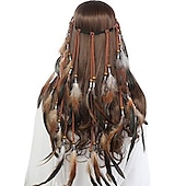 economico Accessori per acconciature-copricapo boho copricapo di piume accessori piuma fascia elastica zingara festival copricapo fantasia indiana anni &#039;70