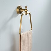 economico Portasciugamani-portasciugamani in ottone spazzolato antico, portasciugamani ad anello in rame per bagni, portasciugamani trapezoidale da parete decorativo